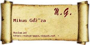 Mikus Géza névjegykártya